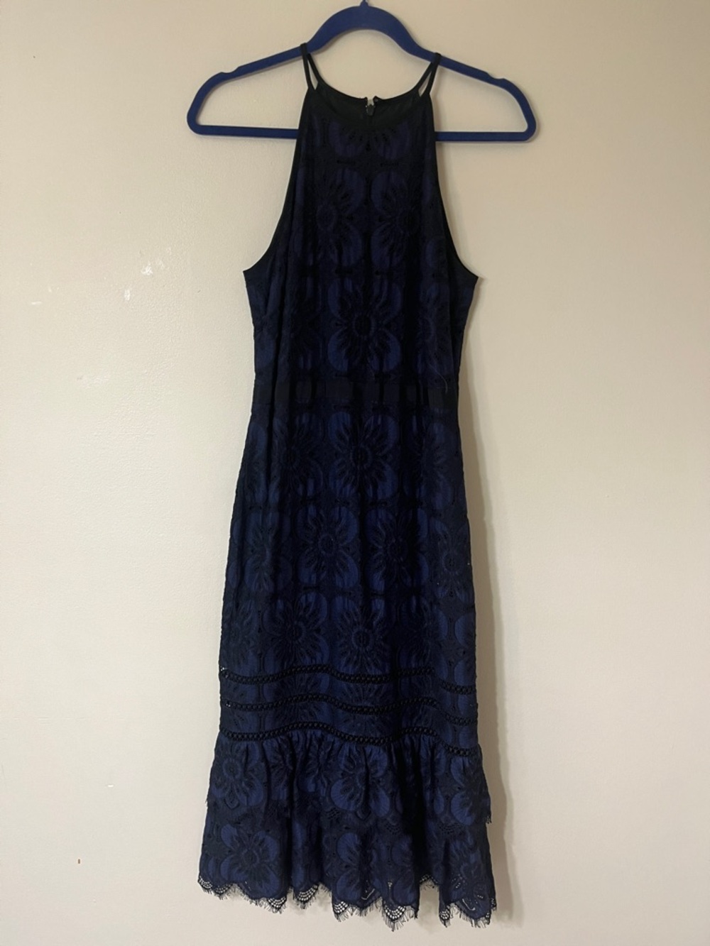 Banana Republic Navy Lace Halter Midi Dress